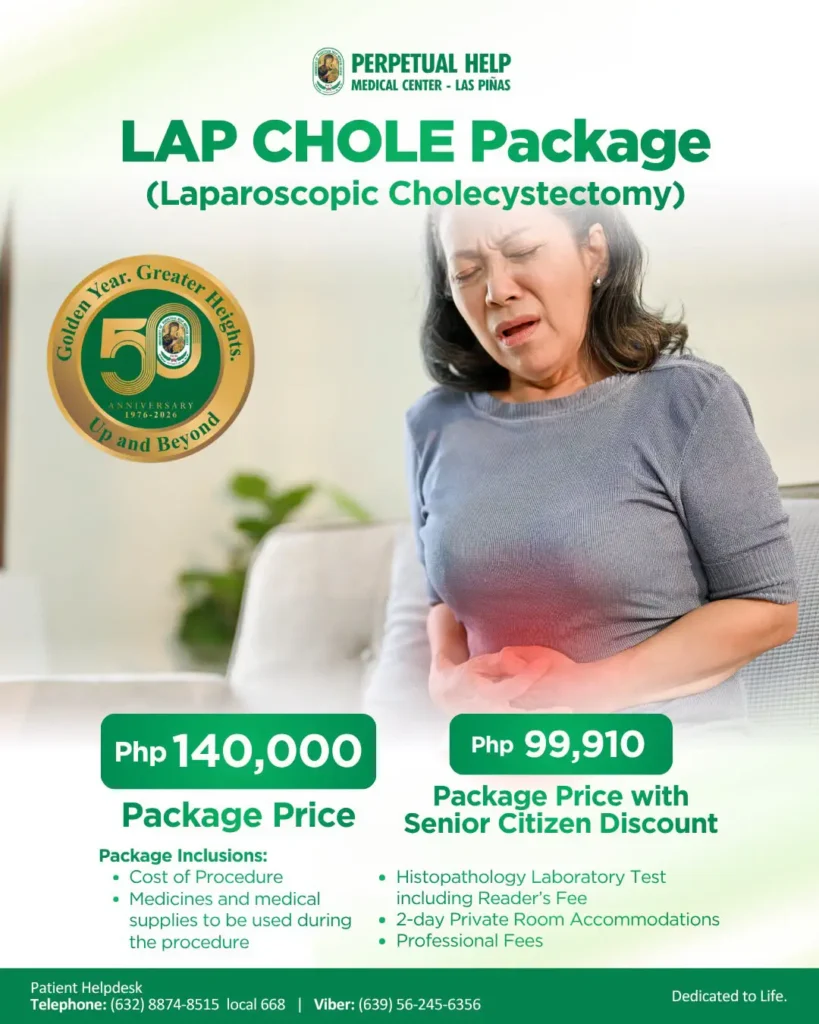 Laparoscopic Cholecystectomy (Lap Chole) Package now comes with a Senior Citizen Discount, bringing the package price down to just Php 99,910.